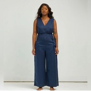 Ettitude Sateen 100% Bamboo Jumpsuit. Ocean. Size Small. NWT